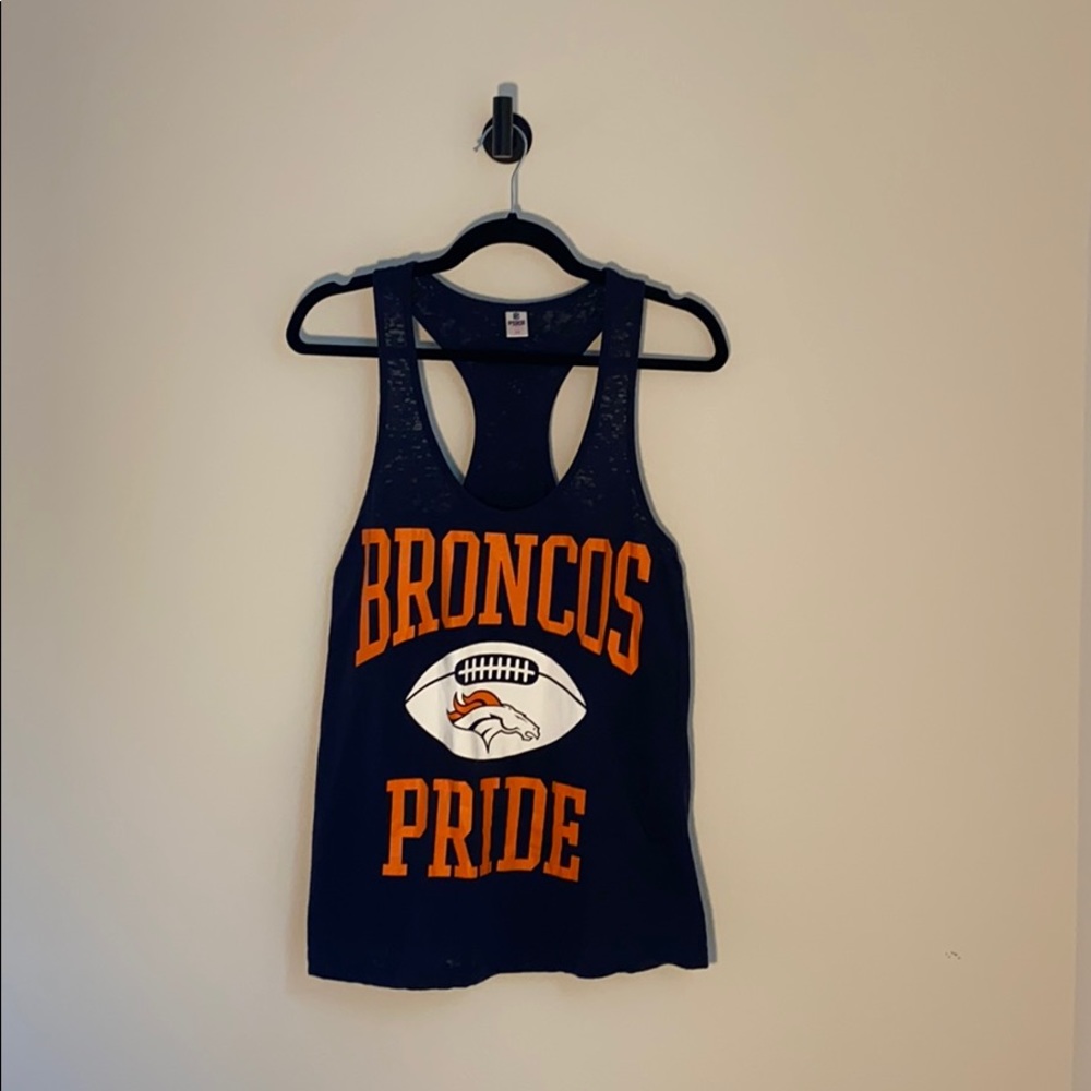 Denver Broncos Navy Burnout Tank Medium
